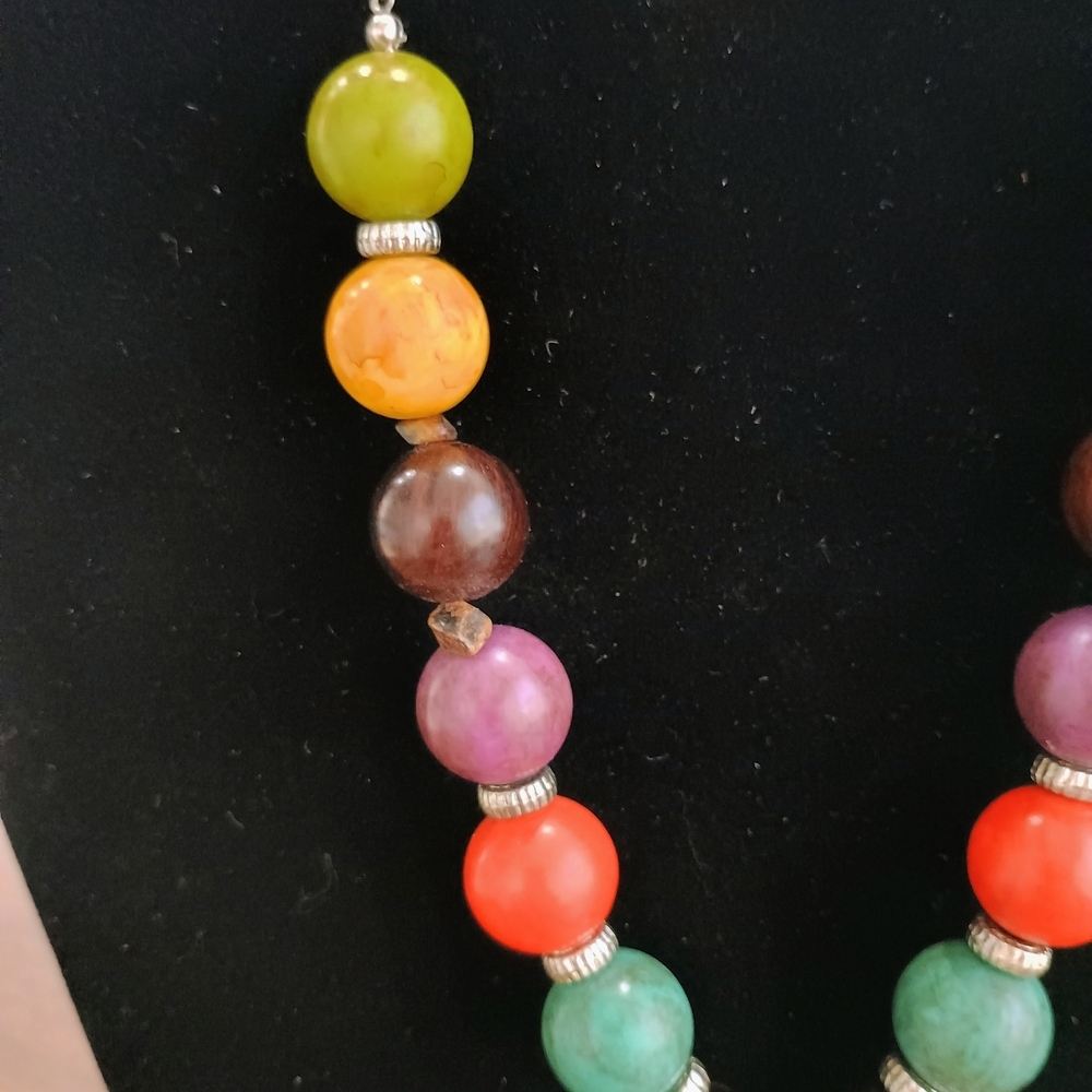 Kohl's Vibrant Beaded Necklace with Silver-Tone Pendant - Picture 3 of 5